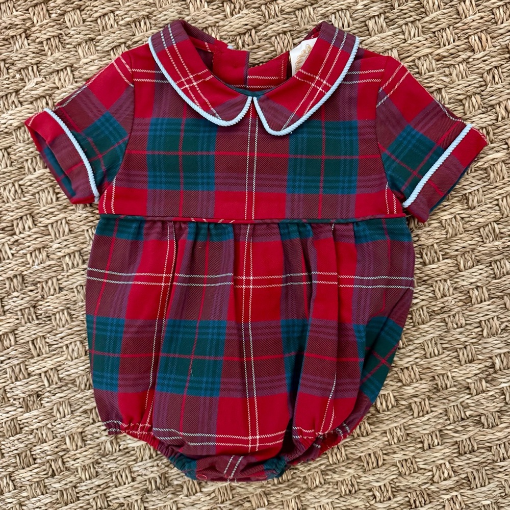 The Beaufort Bonnet 12m Boy Buckhead Plaid Peter Pan Collar Bubble EUC